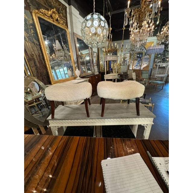 Transitional Pair of Italian Gio Ponti Stools For Sale - Image 3 of 9
