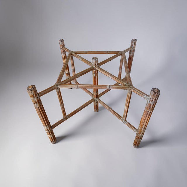 Boho Chic Round Table by Lyda Levis for McGuire, 1980s For Sale - Image 3 of 9