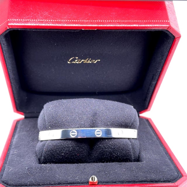 Cartier 18ct White Gold Love Cuff Bracelet 27.7g For Sale - Image 13 of 14