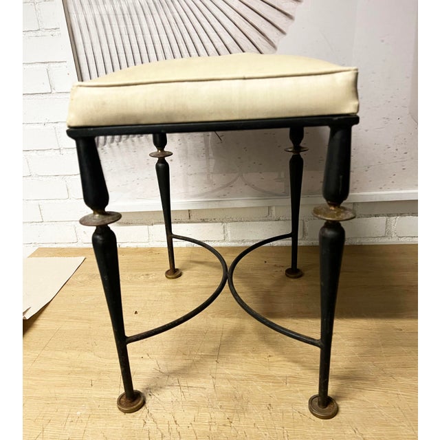 1960s 1960s Black Iron Stool With Brass Accents For Sale - Image 5 of 12