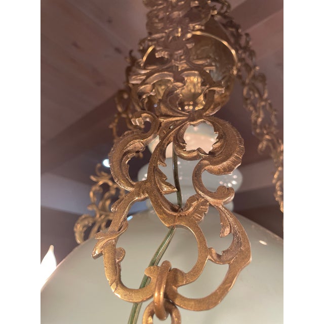 1890's French Large Blue & Brass Chandelier For Sale - Image 12 of 13