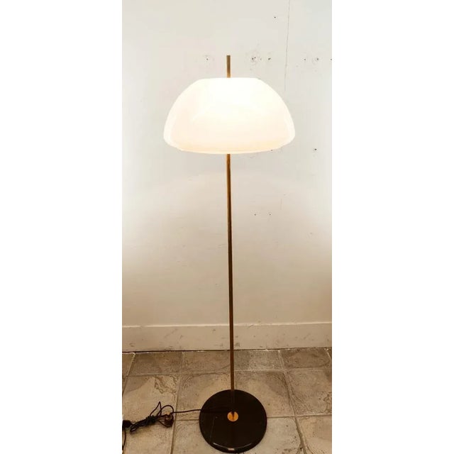 Metal Acrylic Glass, Marble & Brass Floor Lamp For Sale - Image 7 of 10