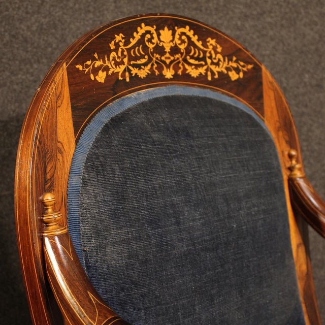 Blue 19th Century French Armchairs, 1830s, Set of 2 For Sale - Image 8 of 15