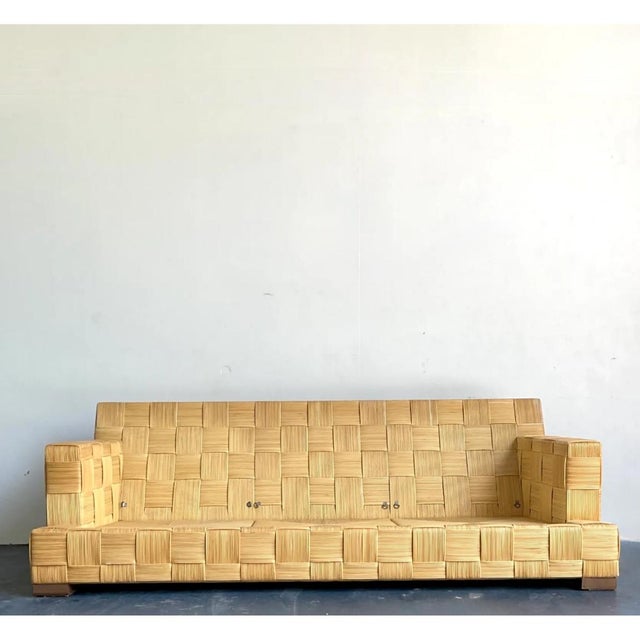 Designed by Donghia, this vintage "Block Island" sofa is an iconic statement of mid-century modern design, showcasing...