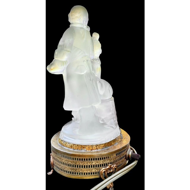 Vintage 1930’s Frosted Glass Figural Vanity Lamp For Sale - Image 6 of 14