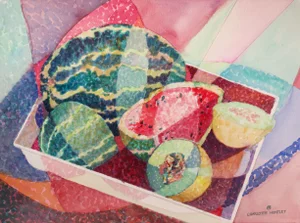 Charlotte Huntley, Still Life with Watermelons and Cantaloupes, Circa 1980