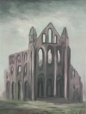 1940s "Whitby Abbey Ruins" Landscape Oil Painting by Marguerite Blasingame