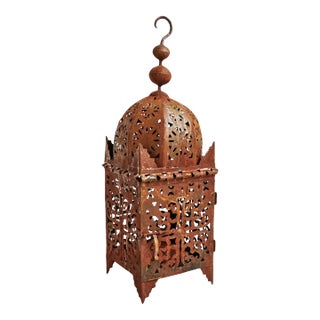 Vintage Moroccan Kasbah Iron Lantern For Sale