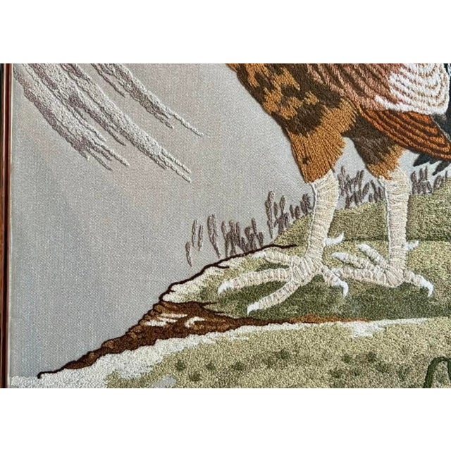Vintage Bunka Embroidery Rooster Art-Framed-Japanese Punch Needlework-Textile For Sale - Image 12 of 12
