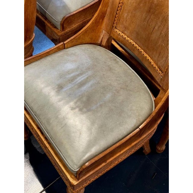 Traditional Set of Six French Empire Carved and Bleached Mahogany Dining Chairs For Sale - Image 3 of 8