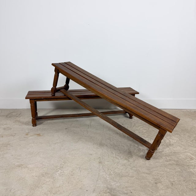 Antique Oak Benches with Turned Legs, 1920s, Set of 2 For Sale - Image 15 of 15