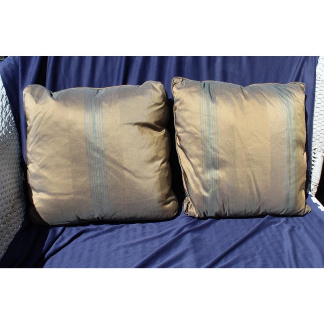 Set of 2 contemporary 80's pillows silk with nice luxurious subtle pattern.