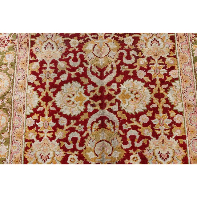 19th Century Authentic 19th Century Indian Amritsar Botanic Design Hand Knotted Wool Rug For Sale - Image 5 of 7