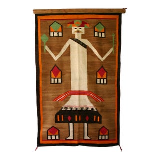 Early 20th Century Navajo Textile Rug - Large Single Kachina For Sale