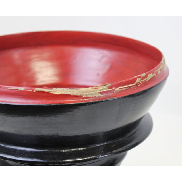 Burmese Black Lacquer Offering Bowl For Sale - Image 9 of 13