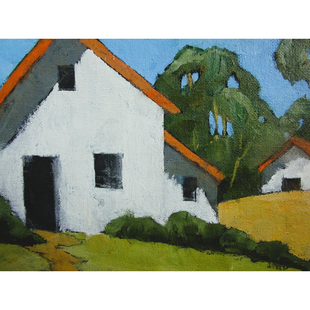Contemporary Napa Farmhouse & Barn Lynne French 8x8 California Landscape Oil Painting For Sale - Image 3 of 3