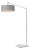Stretch 75"h 1-Light Chairside Arc Lamp, Cashmere Gray Linen Shade, White Body, Dimmable, for Living Room or Bedroom For Sale