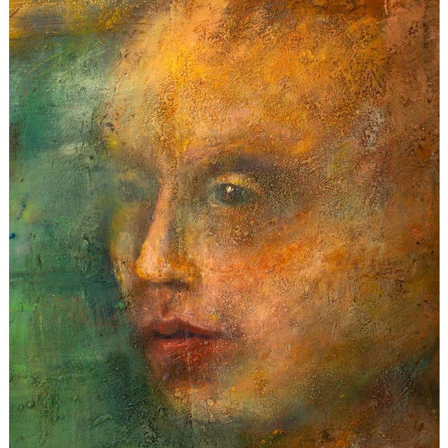 Contemporary Lesley Kushner Portrait of Young Girl Mixed Media For Sale - Image 3 of 7