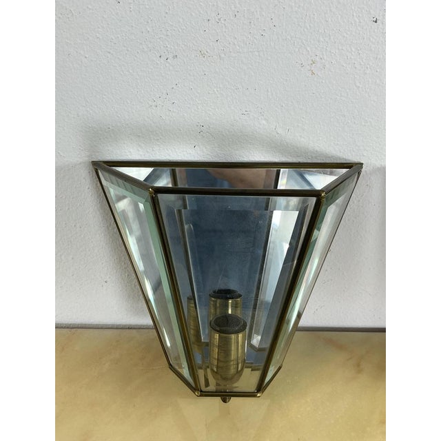 Mid-Century Modern Brass and Glass Mirror Wall Lamps, 1950s, Set of 2 For Sale - Image 14 of 16
