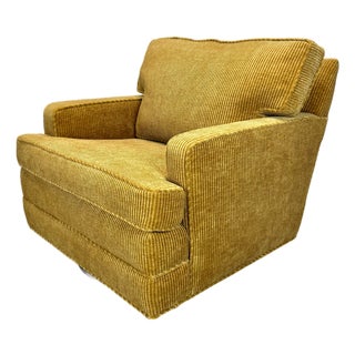 1960’s Mid Century Modern Milo Baughman Style Swivel Lounge Chair in Corduroy Restored For Sale