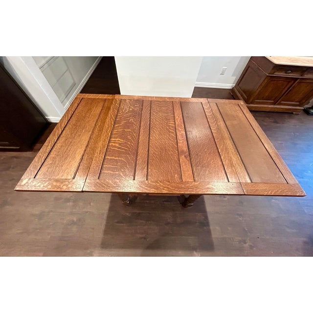 English Early 1900’s English Oak Barley Twist Draw-Leaf Pub Table For Sale - Image 3 of 12