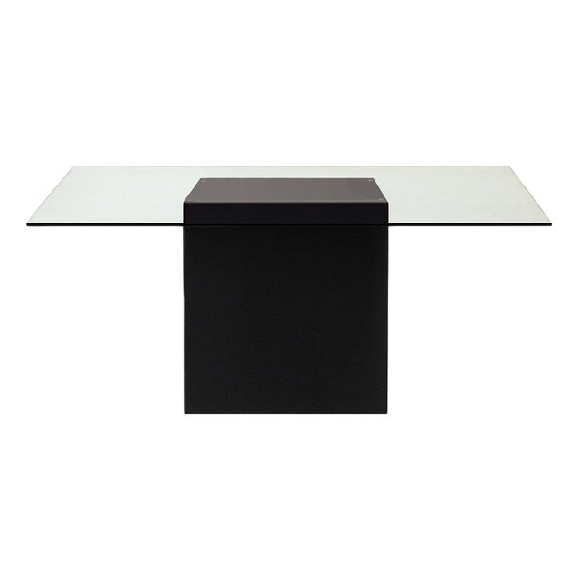 Aire Dining Table in Glass and Black Lacquer by Moanne For Sale