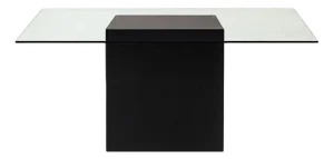 Aire Dining Table in Glass and Black Lacquer by Moanne