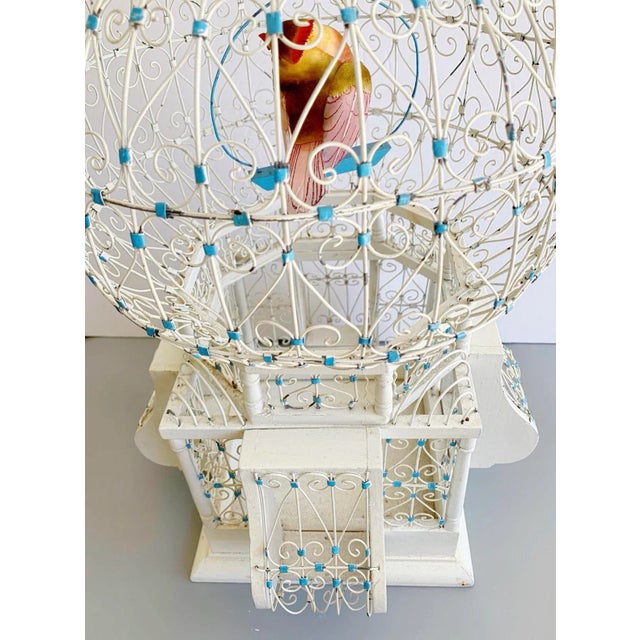 Wood Vintage French Colonial Domed Bird Cage For Sale - Image 7 of 12