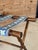 Mid 20th Century Vintage Walnut Faux Bamboo Folding Luggage Rack With Needlepoint Straps For Sale - Image 5 of 11
