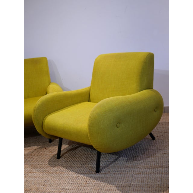 Low Mid-Century Style Yellow Armchairs, 2000s, Set of 2 For Sale - Image 3 of 11