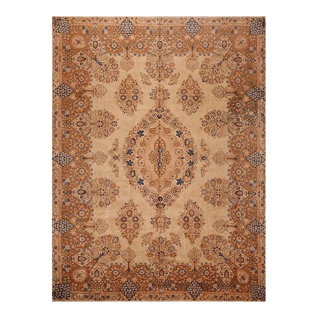 1920s Old Indian Agra Area Rug 9’7″ X 13’0″ For Sale