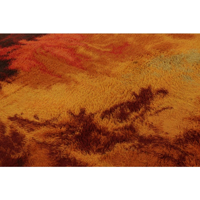 Vintage Ege Rya Scandinavian Rug in a Fiery Abstract Pattern by Rug & Kilim For Sale In New York - Image 6 of 7