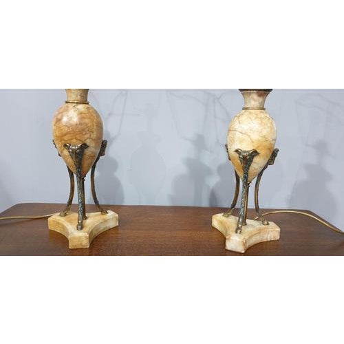 Late 19th Century French Alabaster Table Lamps, Set of 2 For Sale - Image 5 of 10
