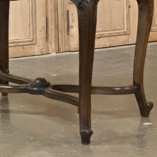Late 19th Century French Louis XV Walnut Marble-Top Center Table ~ Library Table For Sale - Image 10 of 17