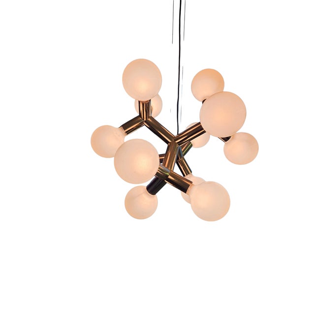 Chrome Vintage Kalmar Austria Atomic 12 Hl Chandelier Mid Century Space Age Chrome Lamp For Sale - Image 8 of 15