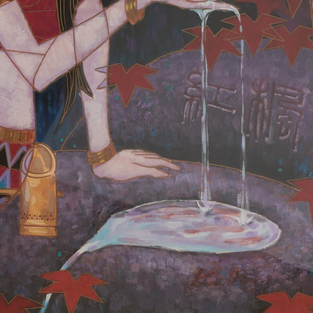 1970s Vintage Gouache Painting of a Goddess by Karl Bang For Sale - Image 5 of 10