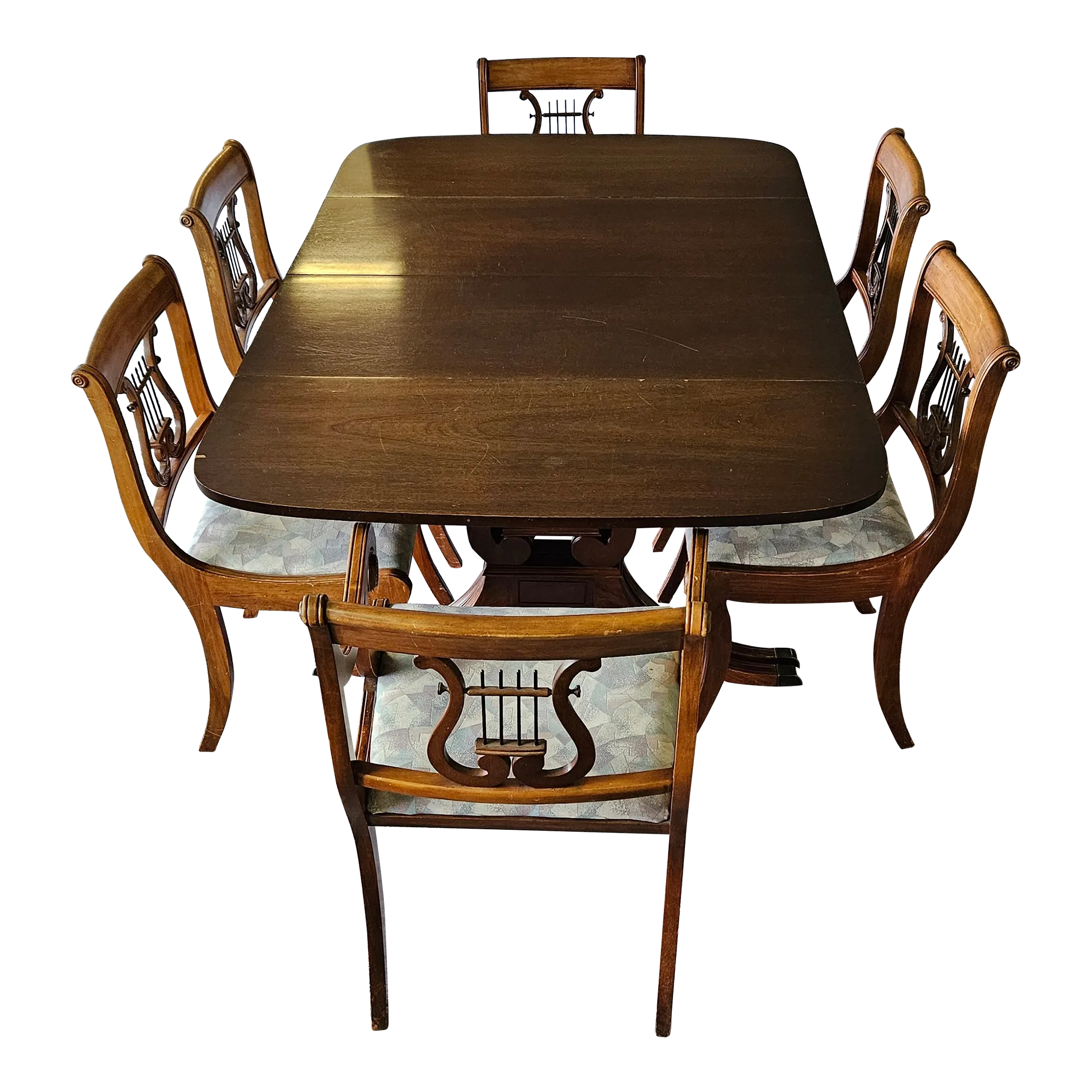 ダイニングテーブル Dining Table set antique storage chair 1950s Drexel Dining Table With 6 Chairs - Set of 7 | Chairish