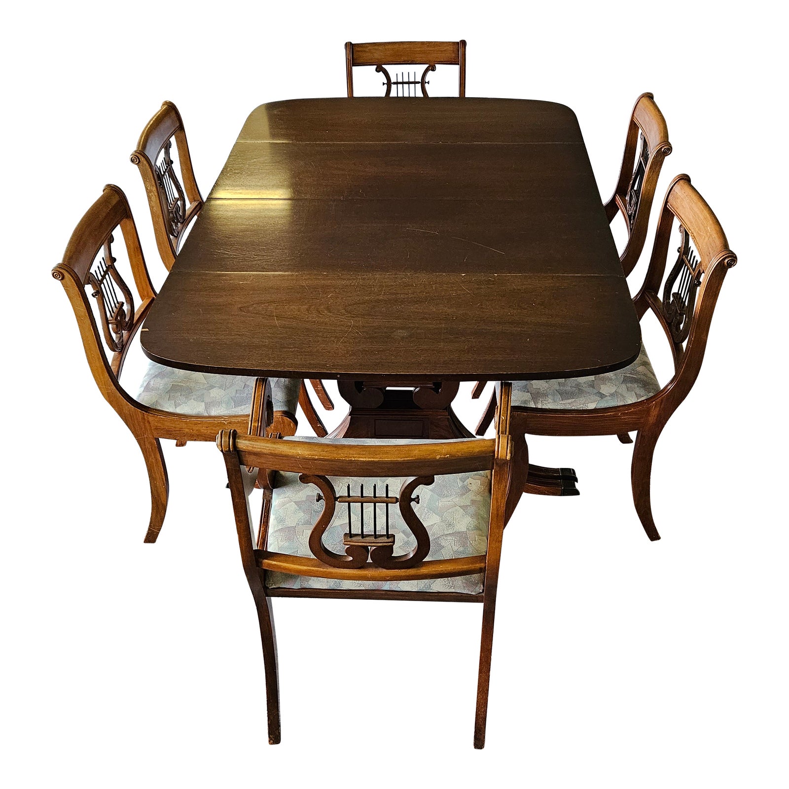 1950s Drexel Dining Table With 6 Chairs Set of 7 Chairish