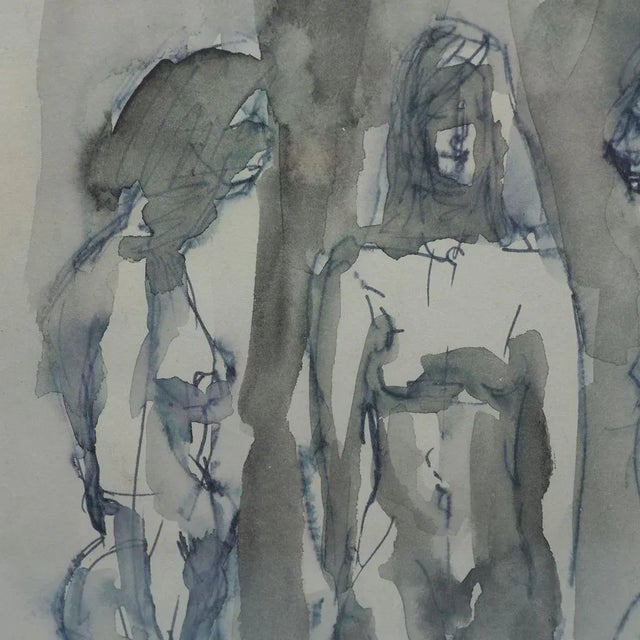 1970s 1970s Mid Century Modern Abstract Life Study Figure Nude Naomi Yergin Framed For Sale - Image 5 of 5