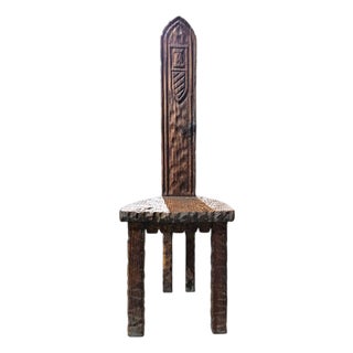 Brutalist Rustic Hall Chair in Wood For Sale