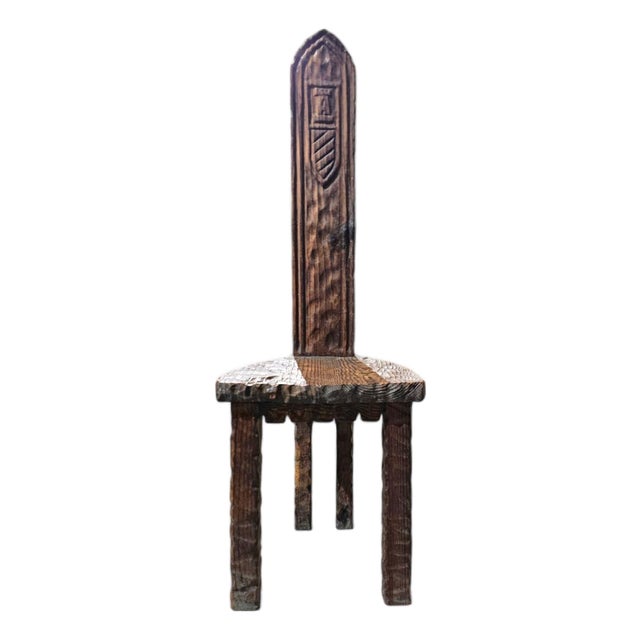 Brutalist Rustic Hall Chair in Wood For Sale
