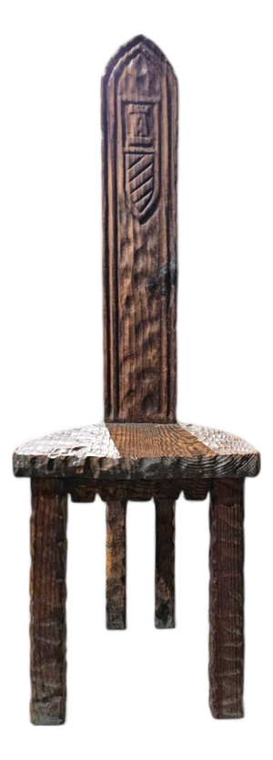 Brutalist Rustic Hall Chair in Wood