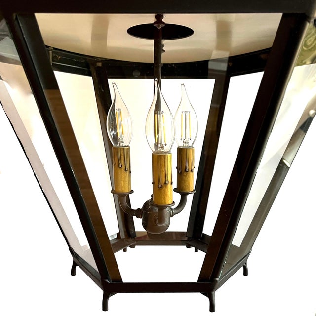 Late 19th Century 19th Century French Copper Street Lanterns - Pair - Rewired - 6 Foot Chains For Sale - Image 5 of 12