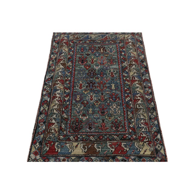 Tribal Rug & Kilim’s Tribal Style Rug in Green, Blue & Red Geometric Patterns For Sale - Image 3 of 7