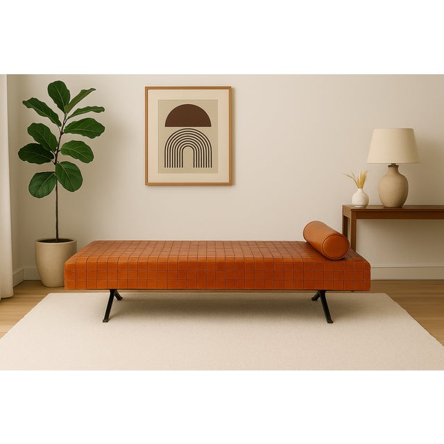 Late 20th Century Enzo Mari “Sigmund” Daybed in Braided Tanned Leather, Wood & Steel For Sale - Image 10 of 10