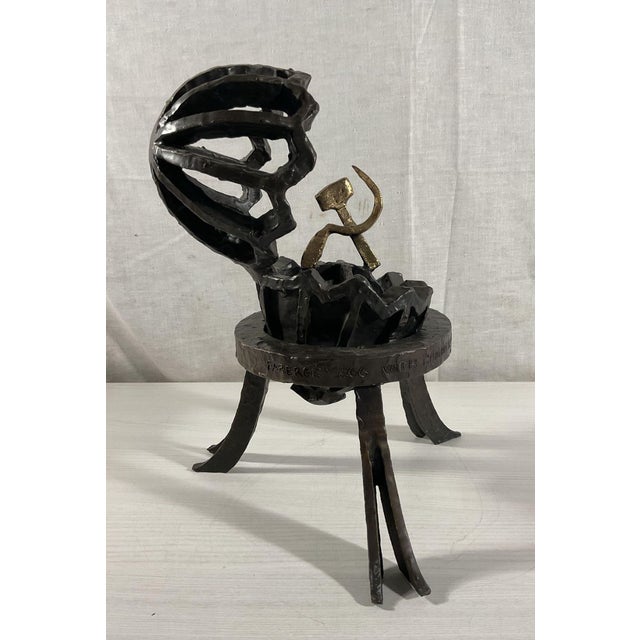 1990s Faberge Egg With Hammer and Sickle Bronze Sculpture by Herbert Simon, 1994 For Sale - Image 5 of 8