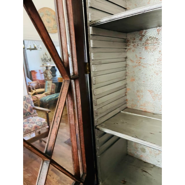 Wood Antique Georgian Mahogony 13 Glass Pane Stepback Display Cupboard For Sale - Image 7 of 12