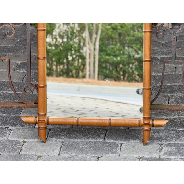 Brown Faux Bamboo Walnut Mirror with Original Glass, French circa 1900 For Sale - Image 8 of 12