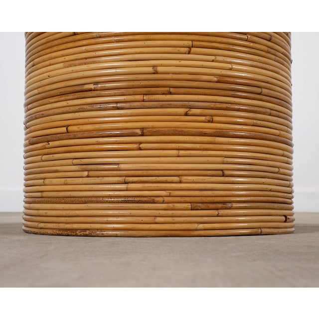 McGuire Organic Modern Rattan Pencil Reed Round Dining Table For Sale - Image 17 of 18