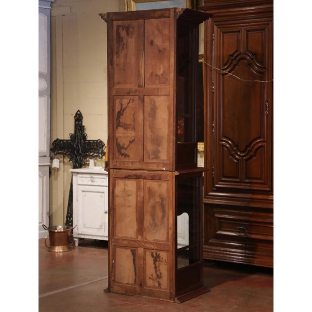 19th Century French Louis XIV Carved Oak and Glass Display Cabinet From Normandy For Sale - Image 12 of 13